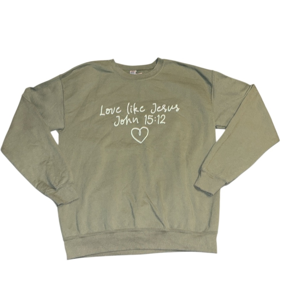 Custom Made Olive Green Religious Crewneck Sweater